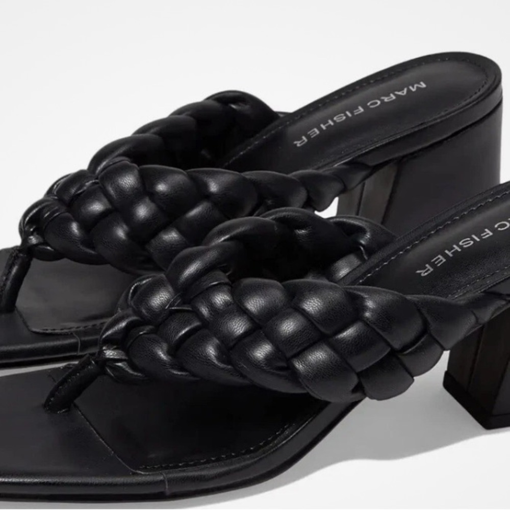 Marc Fisher Black Braided Heeled Sandals